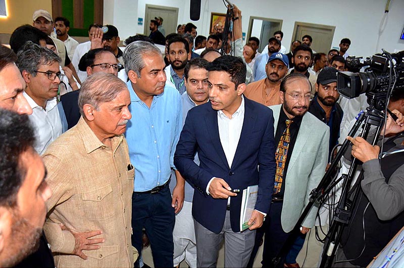 Prime Minister Muhammad Shehbaz Sharif being briefed on the under-construction Nistar II Hospital