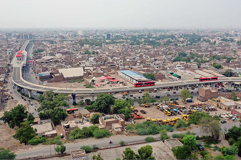 An aerial view of Clock Tower Chowk. Clock Tower Chowk is the center of Multan City to connect nine 09 different link roads