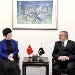 H.E. Ms. Pang Chunxue, Charge'd Affairs of the People's Republic of China to Pakistan called on Federal Minister for Finance and Revenue Senator Mohammad Ishaq Dar at Finance Division