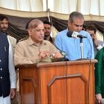 Prime Minister Muhammad Shehbaz Sharif expressing his views after visiting under construction Nishtar II Hospital