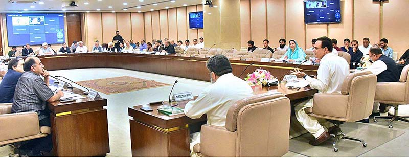 Chairman PAC Noor Alam Khan chairing the committee meeting at Parliament House