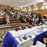 Newly elected Mayor Hyderabad Kashif Shoro addressing to Chairmen and District Councilors during Municipal Corporation meeting at Mumtaz Mirza Auditorium, Sindh Museum