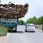 A view of overloaded truck may cause any accident and needs the attention of concerned authorities