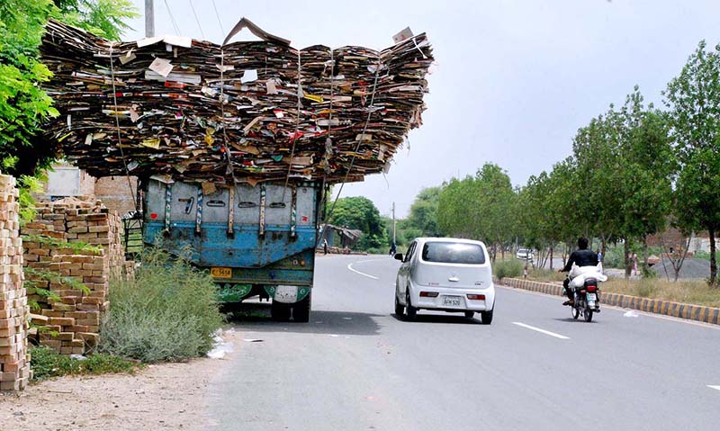 A view of overloaded truck may cause any accident and needs the attention of concerned authorities