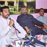Mayor Hyderabad Kashif Shoro talking to media persons at press club