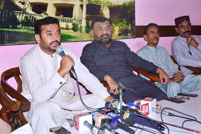 Mayor Hyderabad Kashif Shoro talking to media persons at press club