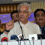 Defense Minister Khawaja Mohammad Asif is addressing the PML-N workers convention at UC Nikapora