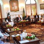 Prime Minister Shehbaz Sharif addressing Chamber Of Commerce Committee at Governor House