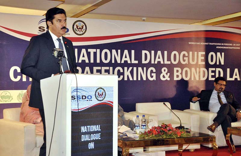 Member of the Provincial Assembly of Sind PPP leader Ms. Sharmila Faruqui addressing a seminar on National Dialogue on Child Trafficking & Bonded Labor