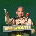 Prime Minister Muhammad Shehbaz Sharif addressing the cheques distribution ceremony of Prime Minister's Youth Business and Agriculture Loan