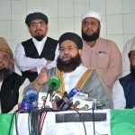 Chairman of Pakistan Ulema Council and Special Representative of Prime Minister of Pakistan for Inter-Religious Harmony and Middle East Hafiz Muhammad Tahir Mahmood Ashrafi held a press conference with scholars and sheikhs at Jamia Manzoor-ul-Salami
