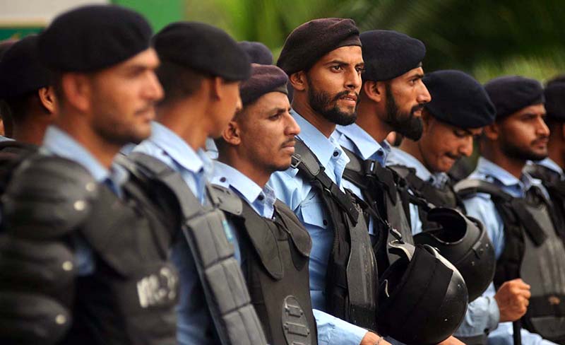 All Pakistan Traders association and Traders action Committee holding the protest during Quran Sanctification Day at Abpara, as they protest against the burning of the Quran outside a Stockholm mosque that outraged Muslims around the world
