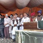 Governor of Sindh Kamran Khan Tessori, DG Pakistan Rangers (Sindh) Major General Azhar Waqas and other notables attend namaz-e-janaza of Nawab of Junagarh State, Nawab Muhammad Jahangir Khanji at Fatima Jinnah House Road
