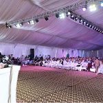Prime Minister Muhammad Shehbaz Sharif addresses the ground breaking and inauguration ceremony of various infrastructure development projects