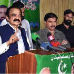 Interior Minister Rana Sana Ullah Khan addressing to a public gathering
