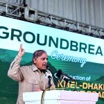 Prime Minister Muhammad Shehbaz Sharif addresses the ground breaking and inauguration ceremony of various infrastructure development projects