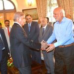 Prime Minister Shehbaz Sharif interacts with the members of the Chamber Of Commerce delegation at Governor House