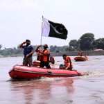 Rescue 1122 divers’ showing flag march during mock exercise at Kabul River