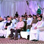 Prime Minister Muhammad Shehbaz Sharif and other dignitaries at the ground breaking and inauguration ceremony of various infrastructure development projects