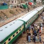 Heavy machinery being used to restore track after Pakistan Business train derailed near Kalapul