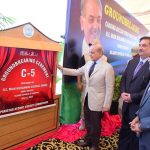 Prime Minister Muhammad Shehbaz Sharif unveiling plaque during the groundbreaking of the 5th Unit of Chashma Nuclear Power Plant (C-5) in Chashma