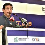 Federal Minister for IT &Telecom Syed Amin-ul-Haq addressing during inaugurating Ceremony Free Digital IT Lab at Rashid Minhas Govt. Boys & Girls School Nazimabad at Rizvia Chowrangi