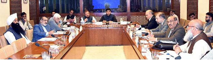 Senator Syed Muhammad Sabir Shah, Chairman Senate Standing Committee on Water Resources presiding over a meeting of the committee at Parliament House
