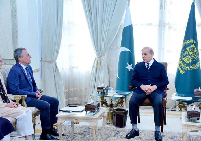 The Foreign Minister of Switzerland Ignazio Cassis calls on the Prime Minister Shehbaz Sharif in Governor House