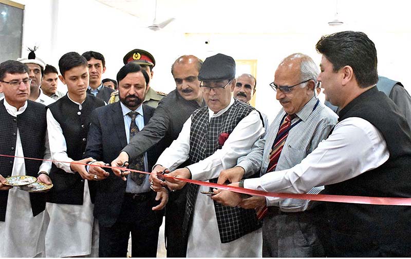 Governor Gilgit-Baltistan Syed Mehdi Shah inaugurating the Jani Baig Library the hero of Kargyzstan War of the Independent at KIU