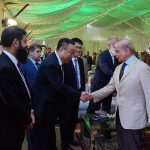 Prime Minister Muhammad Shehbaz Sharif interacts with the guests of the groundbreaking ceremony of the 5th unit of Chashma Nuclear Power plant (C-5) in Chashma