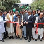 Presidential award winner Faisal Baloch Inaugurating Green bus service, Chief Secretary Balochistan Abdul Aziz akeli, Provincial Minister for transport Malik Naeem Bazai are also present in the ceremony