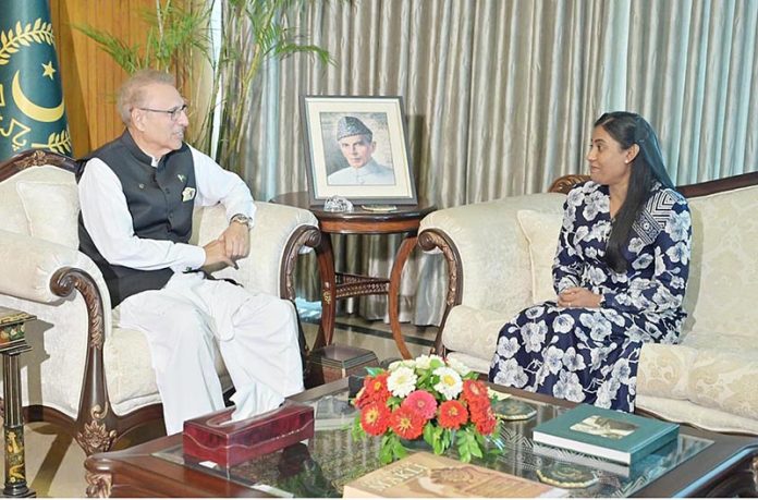 The outgoing High Commissioner of Maldives to Pakistan, Ms. Farzana Zahir called on President Dr. Arif Alvi at Aiwan-e-Sadr