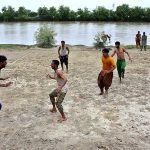 Youngsters in action during Kabaddi game near Rice Canal
