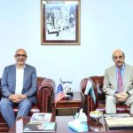Pak Ambassador to United States Ambassador Masood Khan during meeting with Mr. Pervez Abbasi Project Director National Incubation Center at the Embassy of Pakistan Washington DC