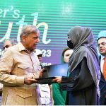 Prime Minister Muhammad Shehbaz Sharif distributes laptops among the high achievers of public sector universities under the PM's Youth Laptop Scheme at Bahauddin Zakaria University