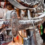 Shopkeeper displays Muharram-ul-Harram related stuff to attract the customer at Bibi Pak Daman