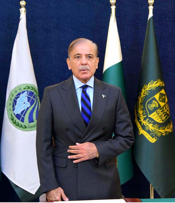Prime Minister Muhammad Shehbaz Sharif signing Joint Declaration and other documents adopted at the conclusion of the 23rd Shanghai Cooperation Organisation (SCO) Summit held virtually