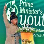 Prime Minister Muhammad Shehbaz Sharif addresses the ceremony of merit-based distribution of laptops among high-achieving students under the Prime Minister's Youth Laptop Scheme 2023