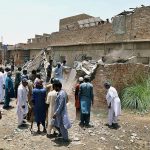 Railway staffers of Anti-Encroachment Cell demolishing encroachments at Makki Shah area