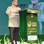 Prime Minister Muhammad Shehbaz Sharif addressing the cheques distribution ceremony of Prime Minister's Youth Business and Agriculture Loan
