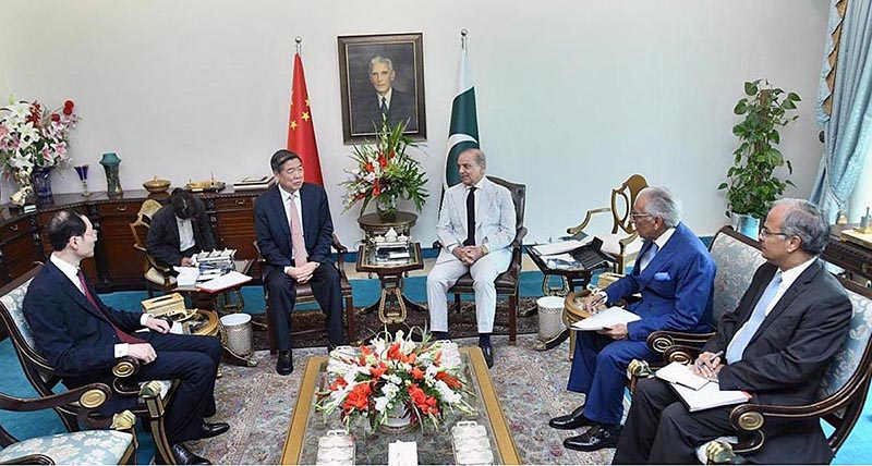 Prime Minister Muhammad Shehbaz Sharif and Vice-Premier of State Council of China, He Lifeng in tete-a-tete meeting at Prime Minister's House