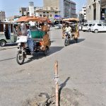 A view of open manhole on the road of Al Abbas Chowk