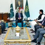 Chairman Senate Sadiq Sanjarani meeting with Prime Minister Muhammad Shehbaz Sharif. Minister for Federal Education and Professional and Technical Training Rana Tanvir Hussain, Federal Minister for Economic Affairs Sardar Ayaz Sadiq and Advisor to the Prime Minister Ahad Cheema are also present