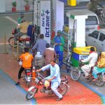 During the ''NO Helmet No Petrol'' campaign at Kalma Chowk, petrol pump staffers are declining to serve motorbikers who are not wearing helmets