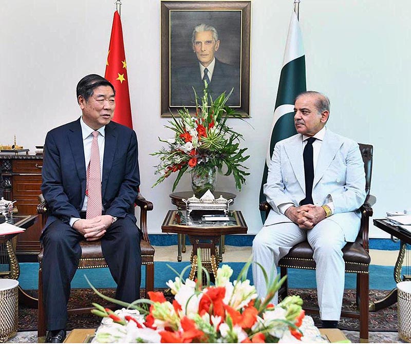 Prime Minister Muhammad Shehbaz Sharif and Vice-Premier of State Council of China, He Lifeng in tete-a-tete meeting at Prime Minister's House