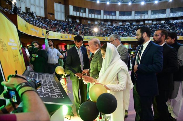 Prime Minister Muhammad Shehbaz Sharif inaugurates the Prime Minister's Youth Laptop Scheme 2023 under which 100,000 laptops are being provided this year to high-achieving students of public sector universities across Pakistan