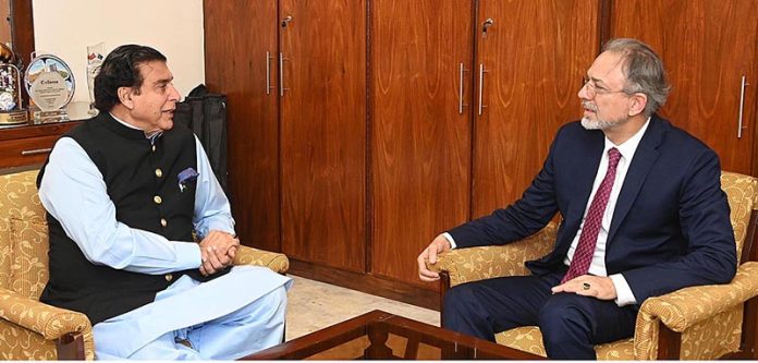 Speaker National Assembly Raja Pervez Ashraf in a meeting with Ambassador of Turkiye Dr. Mehmet Pacaci on the Margin of Event organized in connection with 7th Anniversary of National Unity and Democracy Day