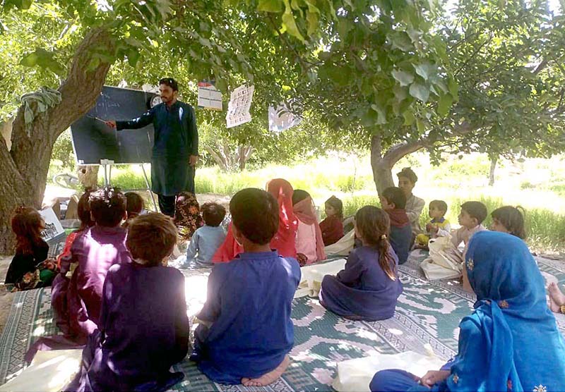 Children attending classes established by a NGO in Mastung