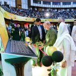 Prime Minister Muhammad Shehbaz Sharif inaugurates the Prime Minister's Youth Laptop Scheme 2023 under which 100,000 laptops are being provided this year to high-achieving students of public sector universities across Pakistan