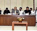 Senator Mohsin Aziz, Chairman Senate Standing Committee on interior presiding over a meeting of the committee at Parliament House